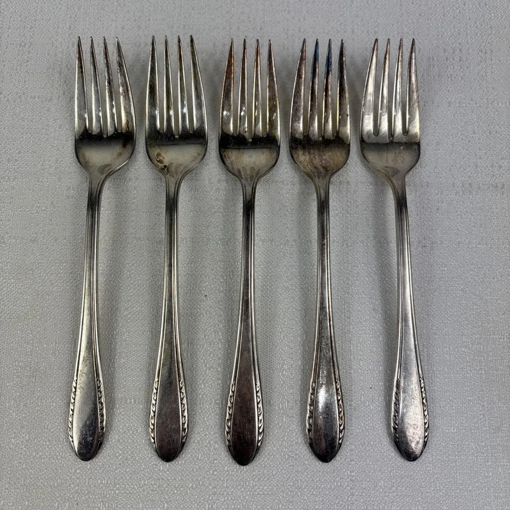 Vintage International Silver Holmes &‎ Edward's FIRST LADY Salad Forks Set Of 5